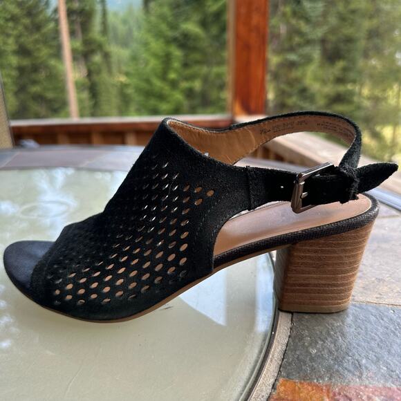 Franco Sarto MANDI2 Open Toe Heeled Mule Sandal 7.5 Black Mesh Slingback Leather - Picture 4 of 11